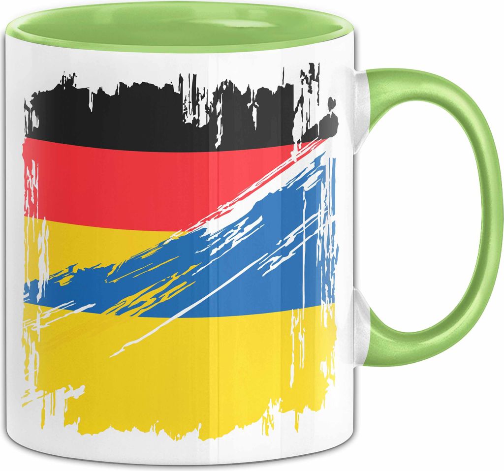 Ukraine Deutschland Flagge Halb Deutscher Halb Ukrainer Fußball Germany 2024 Europa Ukrain (Grün)