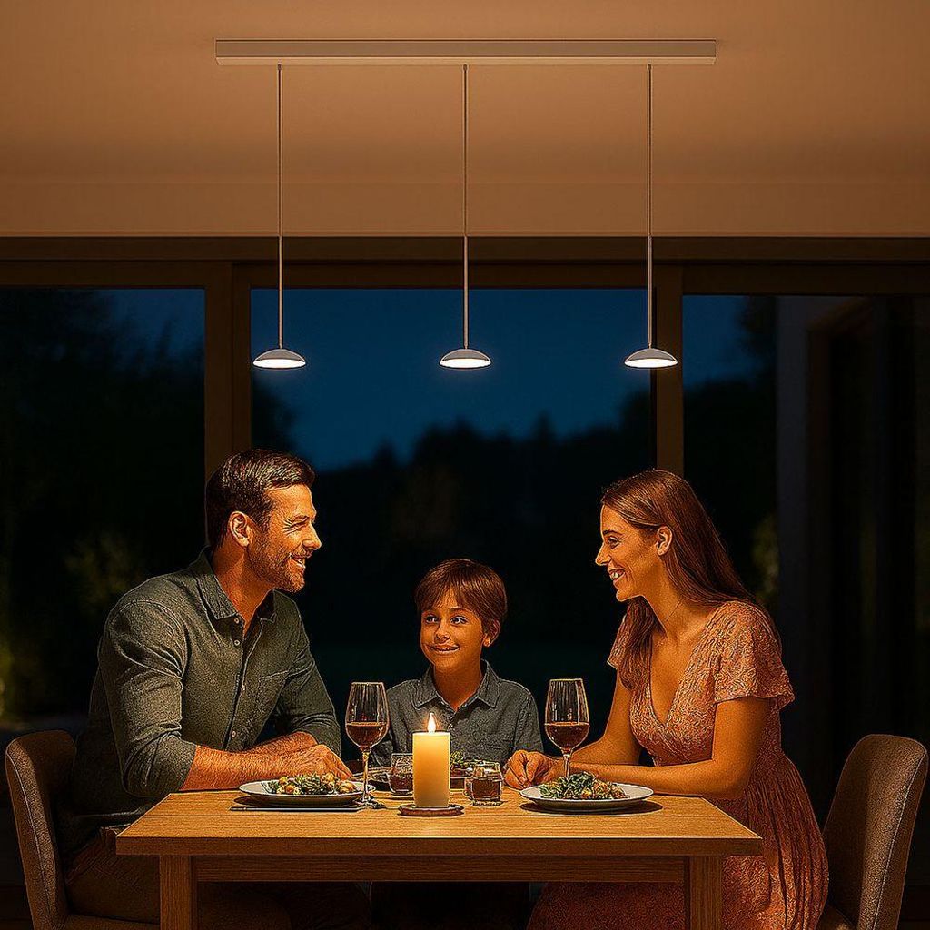 s.luce Santa Air LED Esstisch-Pendelleuchte 3-flammig Balken 120cm Schwarz 3-Flammig Halbrund