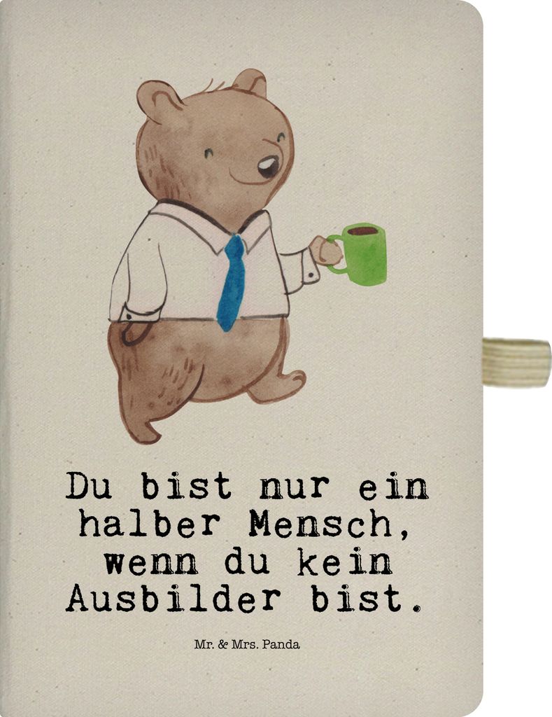Mr. & Mrs. Panda Tagebuch Ausbilder Herz - Transparent - Geschenk, Lustig, Skizzenbuch, Tutor, Adressbuch, Notizheft A5, notizbuch, Witzig, Spruch,...