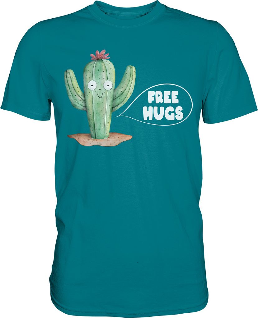 Kaktus Umarmung Lustiges Pflanzen T-Shirt – Diva Blue / S Produktbild 