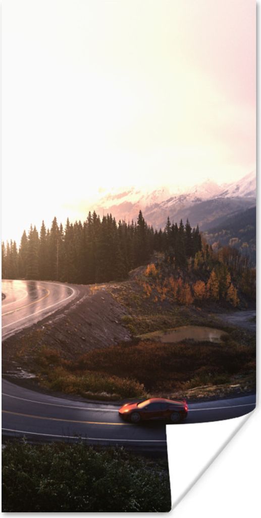 MuchoWow Poster Schneller Lamborghini auf der Straße 80x160 cm - Kinderzimmer