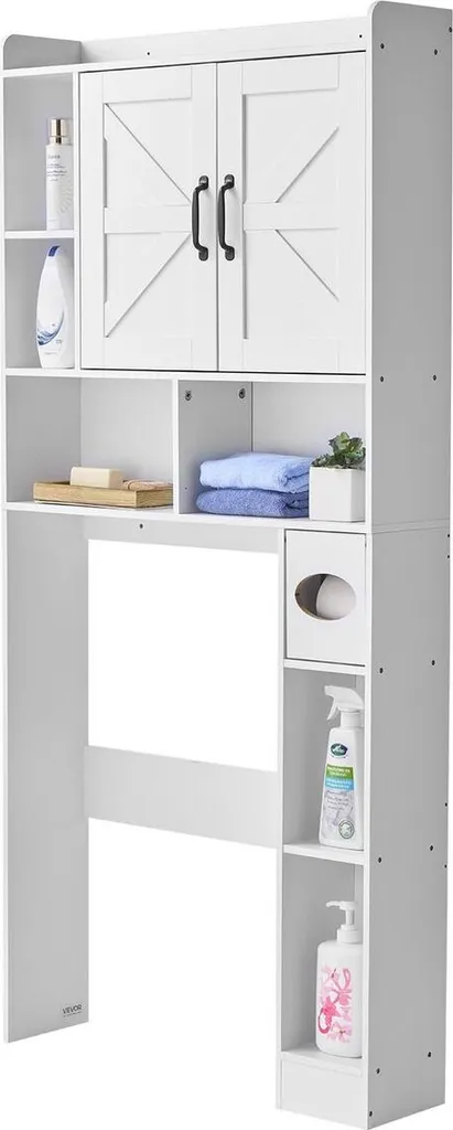Étagère WC réglable blanche 168cm - Rangement salle de bain multi-niveaux