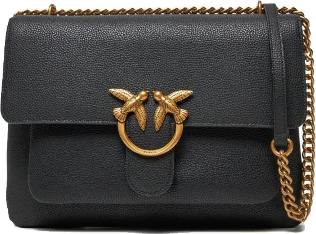 Sac Pinko Love One Soft Big Noir en cuir souple pour femme chic