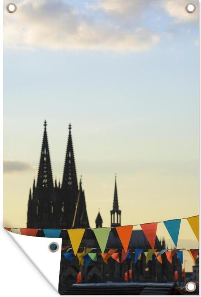 MuchoWow 60x90 cm Outdoor-Poster Gartendeko Sichtschutz Garten Poster für den Garten Fahnen vor dem Kölner Dom in Deutschland
