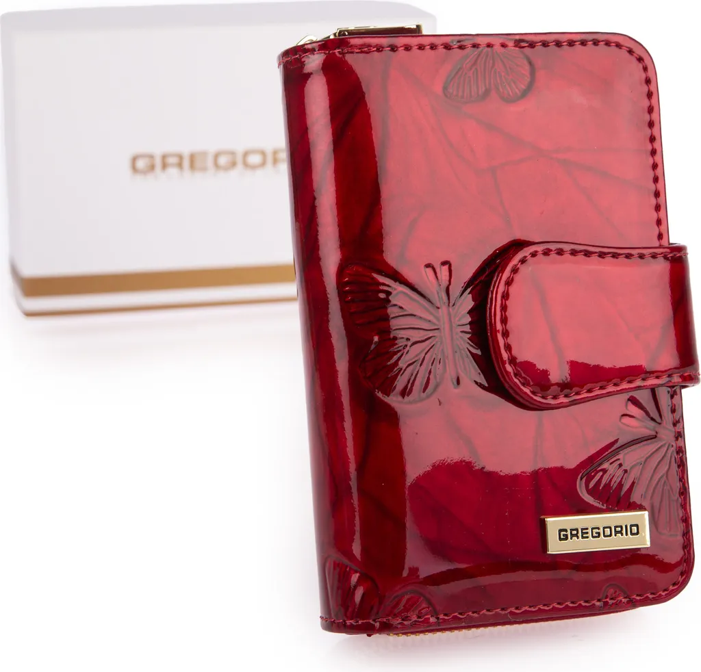Porte-monnaie Gregorio cuir verni rouge papillon : fini le désordre en sac
