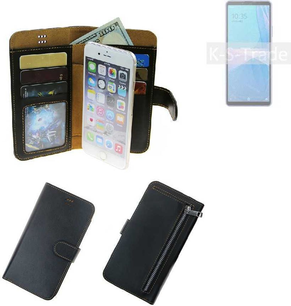 K-S-Trade Schutz Hülle kompatibel mit Sony Xperia 10 III Lite Klapphülle Case Phone cover Slim Handytasche Handy Hülle schwarz aus Kunstleder (1