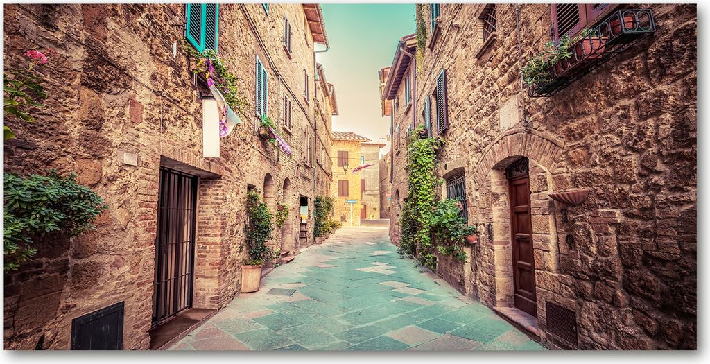 Tulup Leinwandbild -100x50 cm - Wandkunst - Drucke auf Leinwand - Leinwanddruck - Sehenswürdigkeiten & Architektur - Beige - Italienische Gassen
