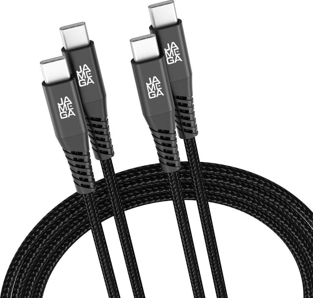 USB-C zu USB-C Kabel 480mbps 60W mit Metall Stecker Robustes Kabel in Schwarz 2m 2er Set