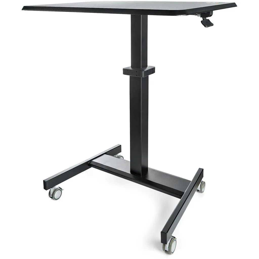 Pupitre Ergonomique à Roulettes Noir - Table d'Ordinateur Réglable Bois