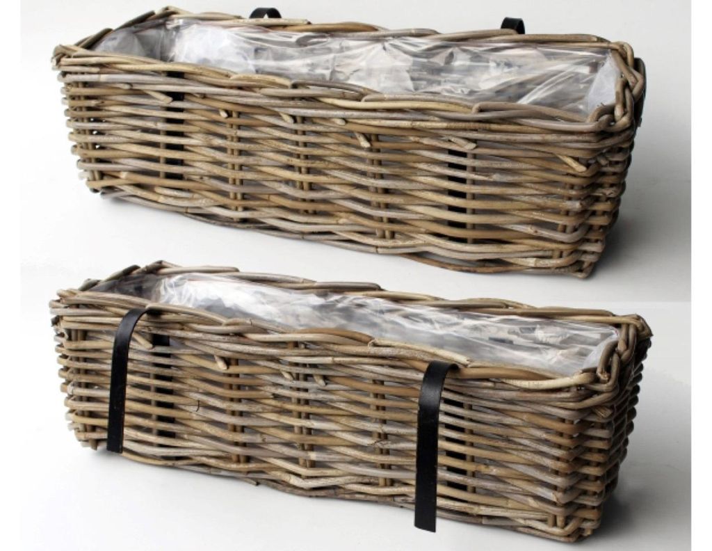 Balkonbak Rotan Antique Grey 19X46H15 cm Van der Leeden Productafbeelding 