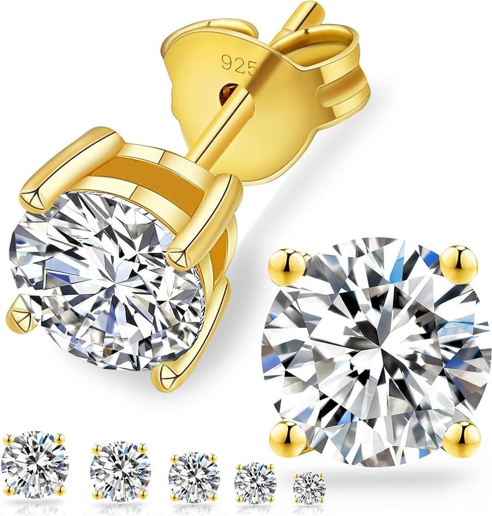Boucles D'oreille Clou En Argent Plaqué Avec Minuscule Diamant - Magicbax - Neuf Avec étiquettes
