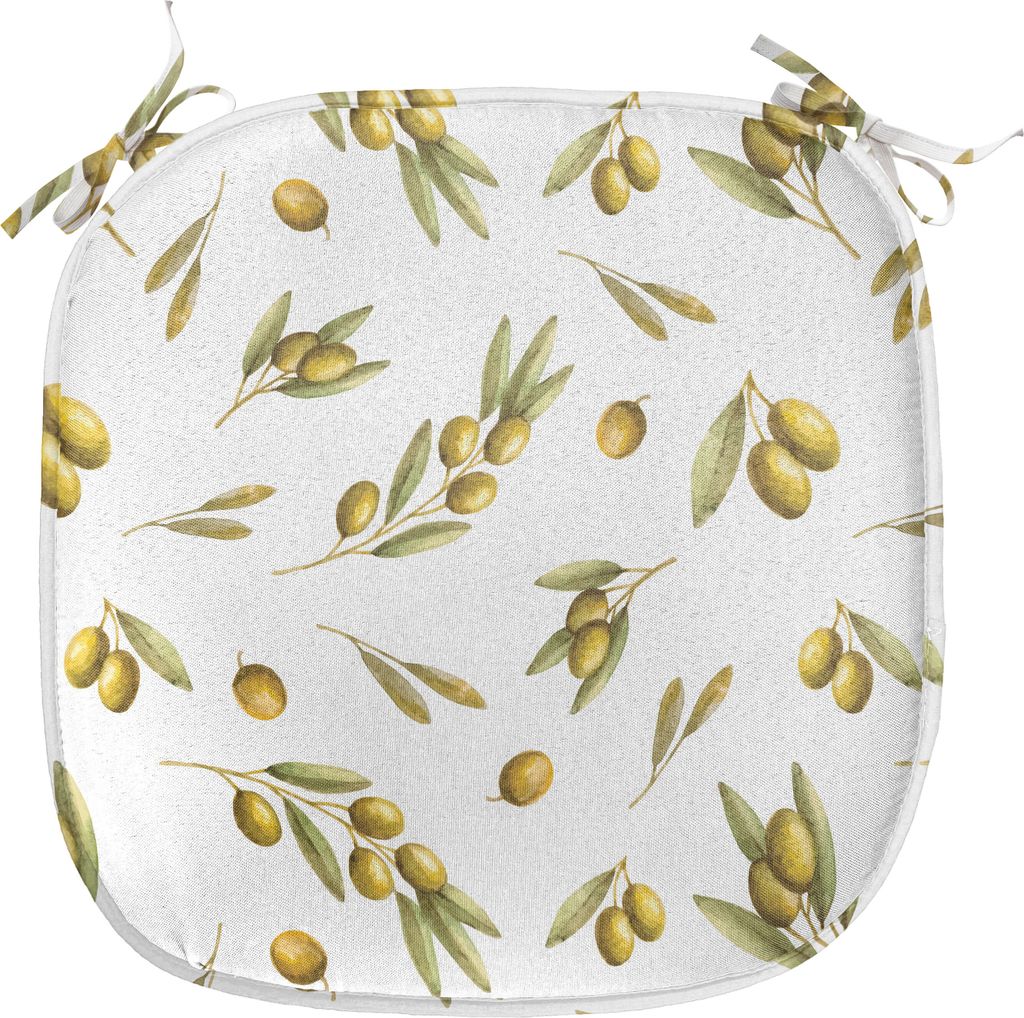 ABAKUHAUS Blatt Polster für Esszimmerstühle, Mittelmeer Branchen, Dekoratives wasserfestes Kissen mit Riemen für Küchensitze, 40 cm x 40 cm, Ge...