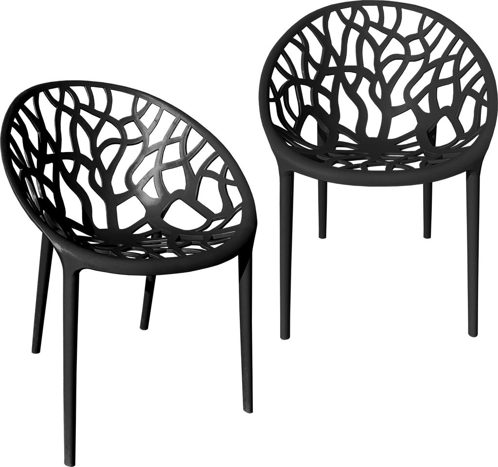 Gartenstuhl Kunststoff Stapelstuhl Bistrostuhl Küchenstuhl Stuhl Stapelbar , Farbe:Schwarz;Menge:2 St.