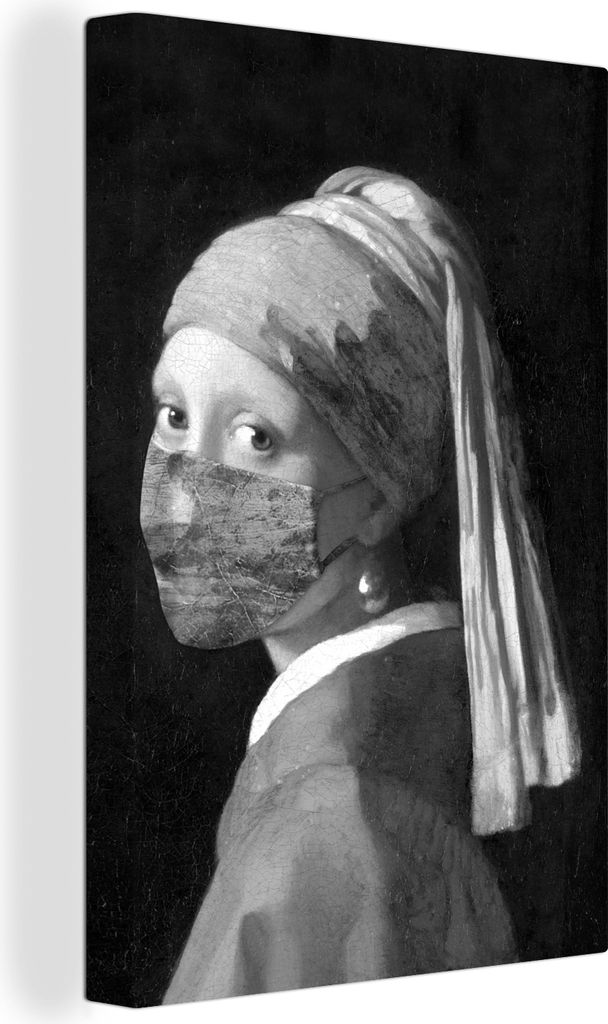 OneMillionCanvasses - Leinwandbilder - 90x140 cm, Das Mädchen mit dem Perlenohrring und der blauen Mundhaube - Gemälde von Johannes Vermeer - s...