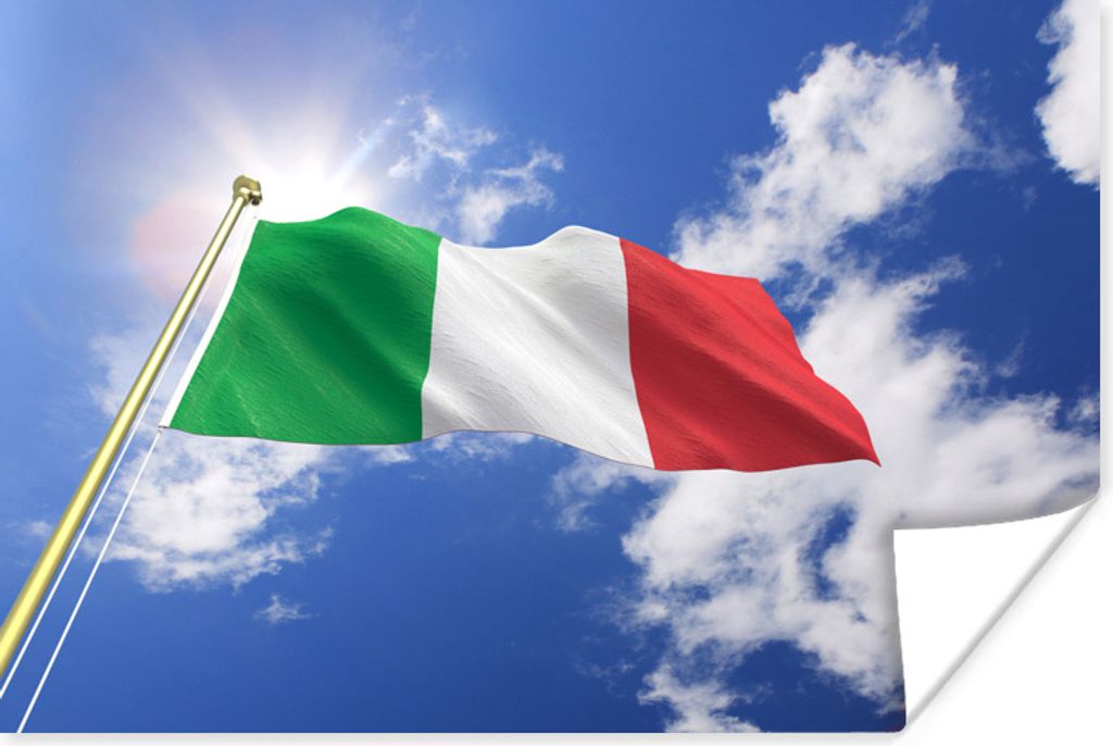 MuchoWow Poster Die Flagge Italiens weht in der Luft 120x80 cm - Bilder