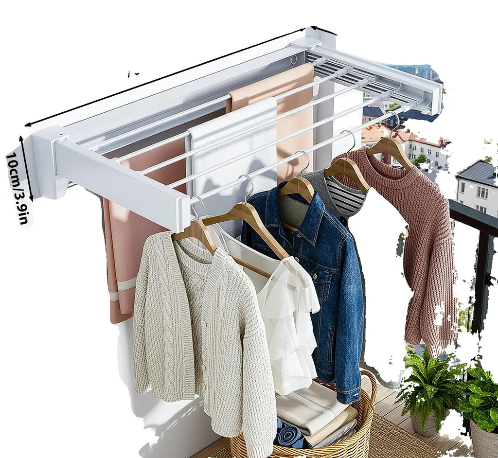 Porte-serviettes mural pliable : fini le linge humide ! 70 cm, 5 rails