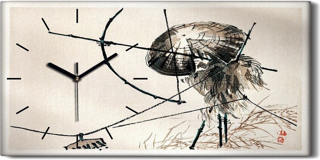 Dekor Leinwand Uhr Wandbilder 60x30 Malerei Asiatische Abstrakte Kunst - schwarze Hände