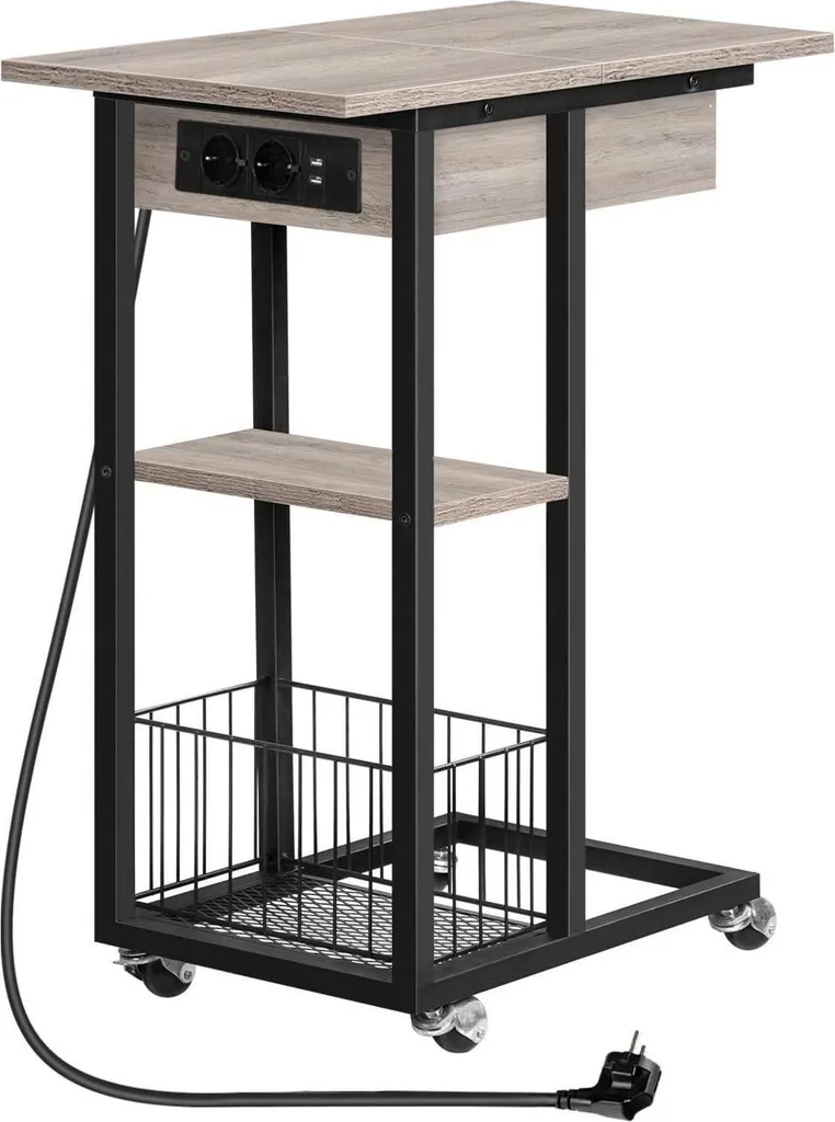 Table de Travail pour Canapé Mobile avec Chargeur USB pour Télétravail