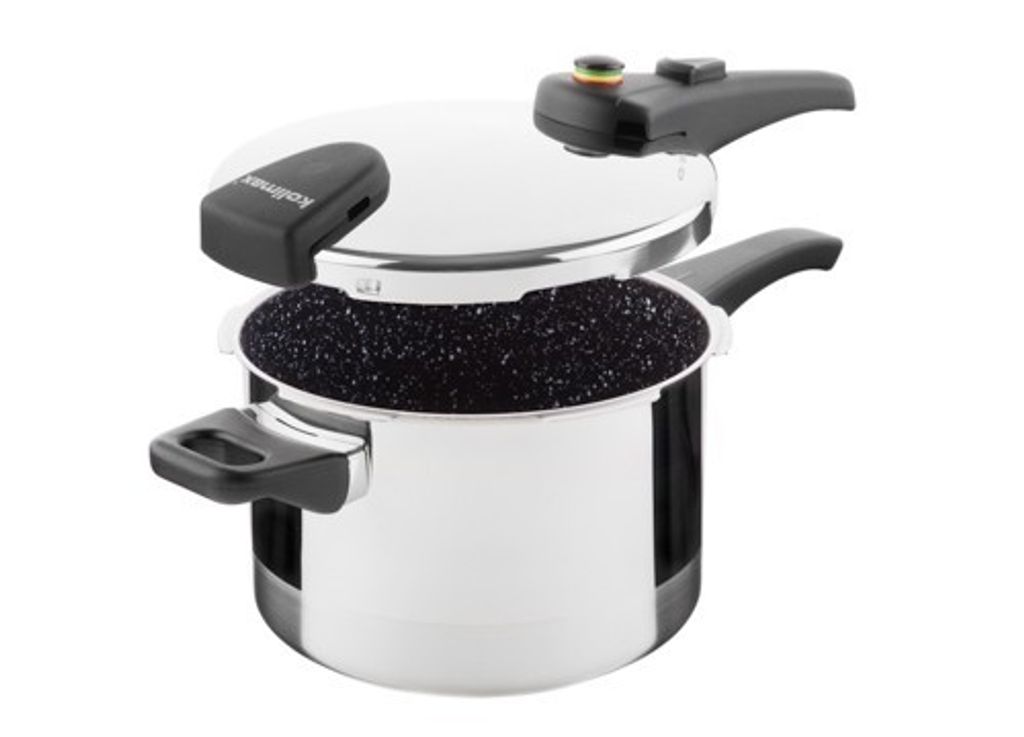 Schnellkochtopf Biomax mit -Ventil, Durchmesser 22 m, Volumen 6 l, Keramikoberfläche schwarzer Granit