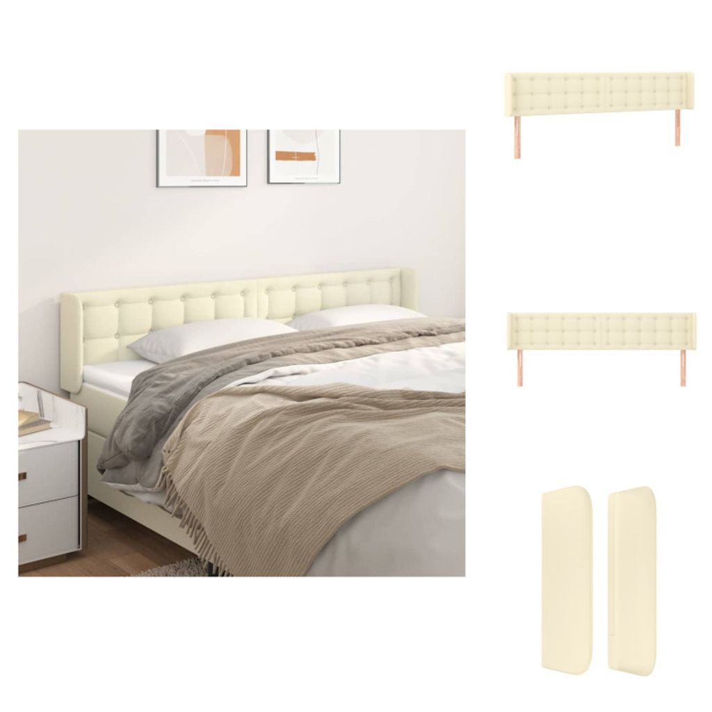 vidaXL Kopfteil mit Ohren Creme 203x16x78/88 cm Kunstleder - Kopf- & Fußenden