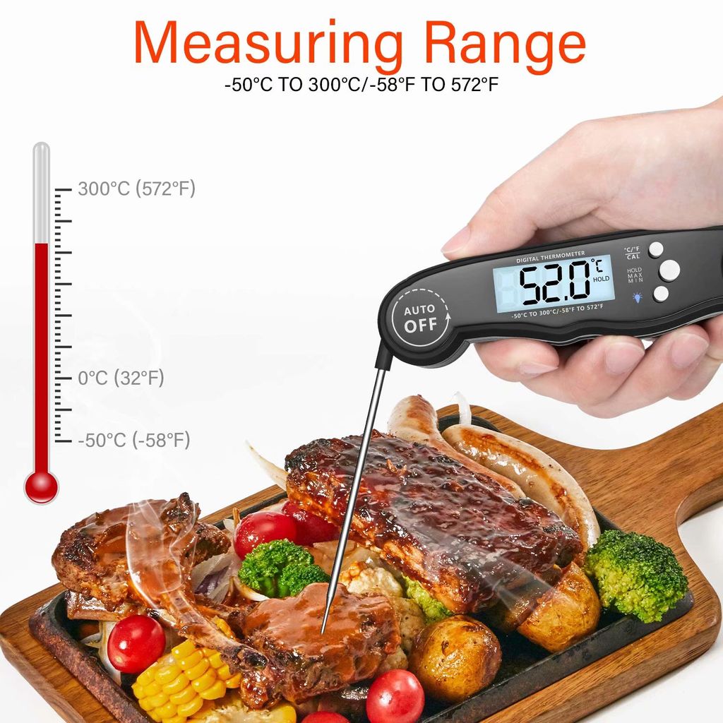 Digitales LCD Einstech Thermometer Fleisch Braten Küchen Lebensmittel BBQ Grill 