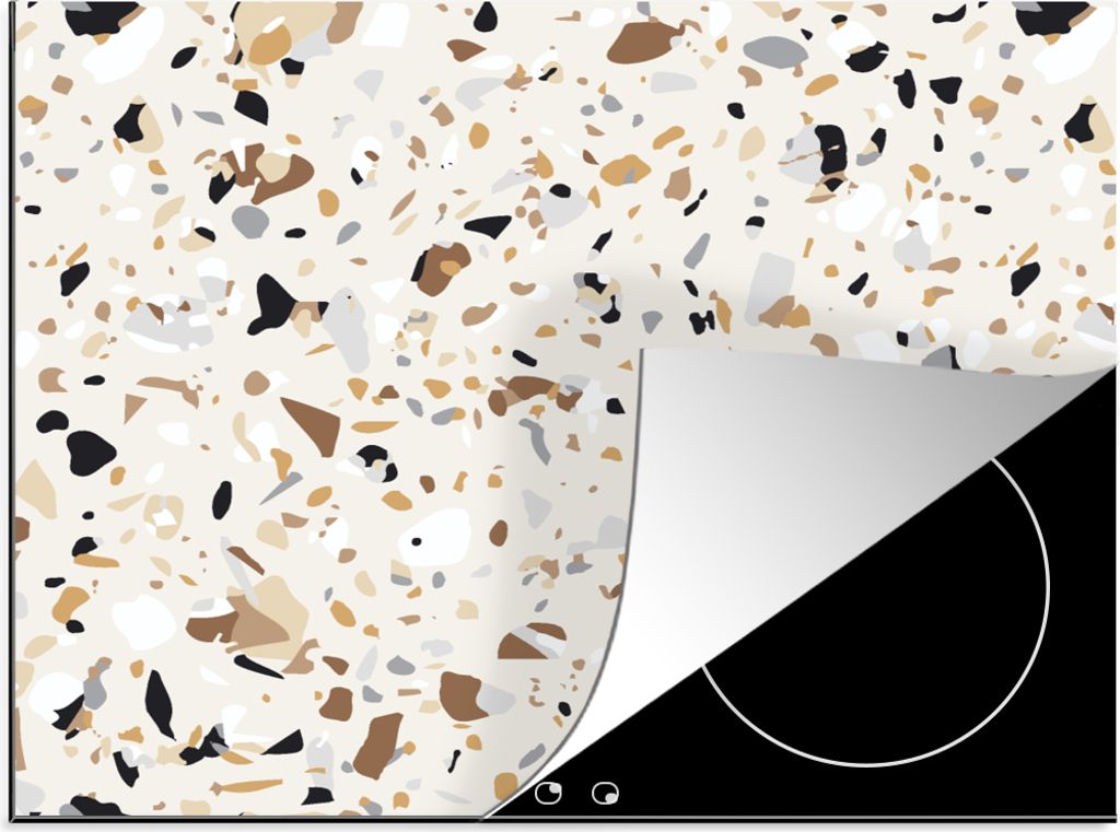 KitchenYeah Herdabdeckplatte Terrazzo - Muster - Gestaltung , 59x51cm, Küche Deko, Glaskeramikfeld Herdabdeckung, Abdeckplatte fùr Kochfeld