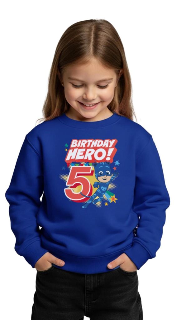 Spreadshirt PJ Masks Catboy Birthday Hero 5. Geburtstag Kinder Premium Pullover, 158/164 (12 Jahre), Royalblau