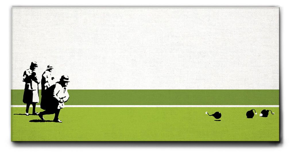 Giallobus - Spiel der Bomben in England - Banksy - 140L x 70B cm - Bild - Leinwand mit Standardrahmen