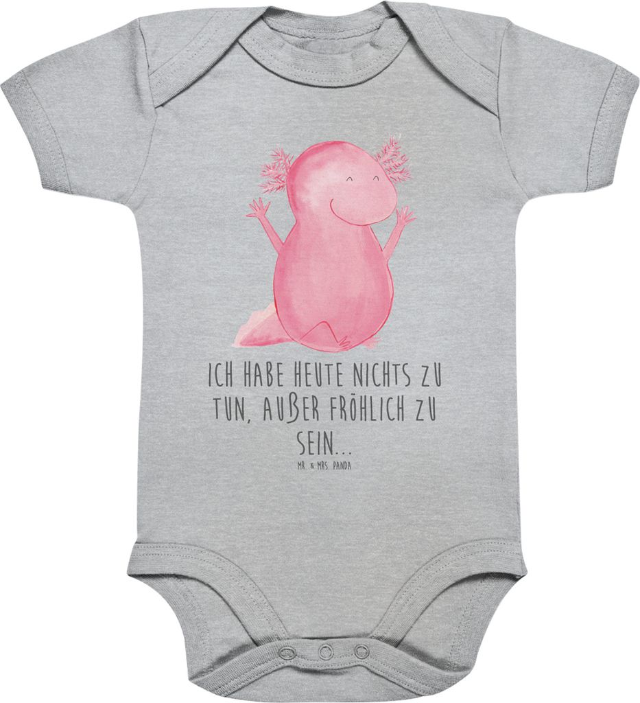 Mr. & Mrs. Panda babykleidung body Axolotl Hurra 3. - 6. Monat - Heather Grey - Geschenk, baumwoll strampler, Baby, Lurch, Motivation, baumwolle, B...