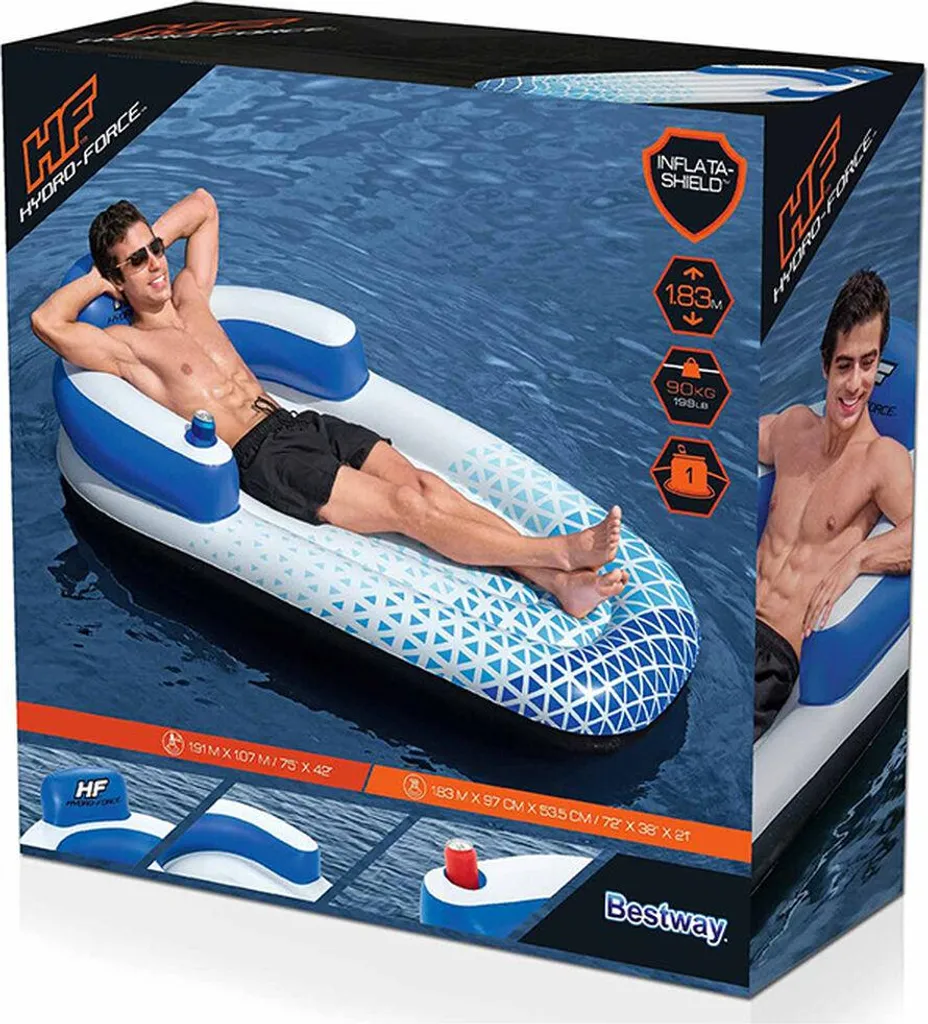 Fauteuil Gonflable de Piscine 191x107 cm avec Dossier Hydro-Force