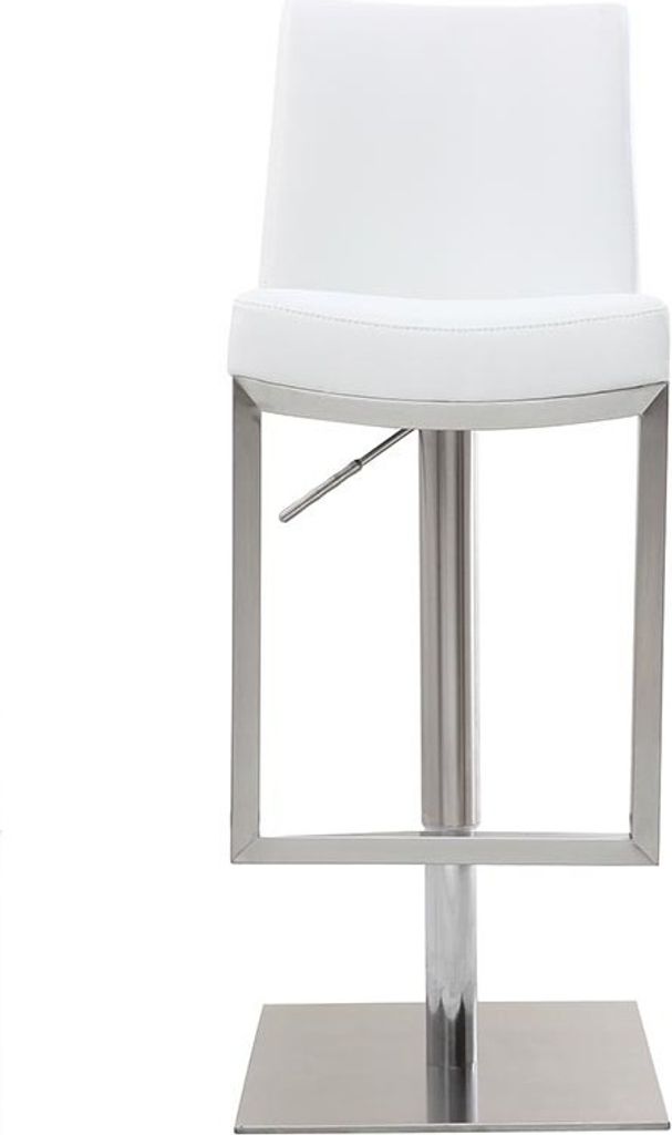 Miliboo - Barhocker höhenverstellbar weiß und verchromter Produktbild 