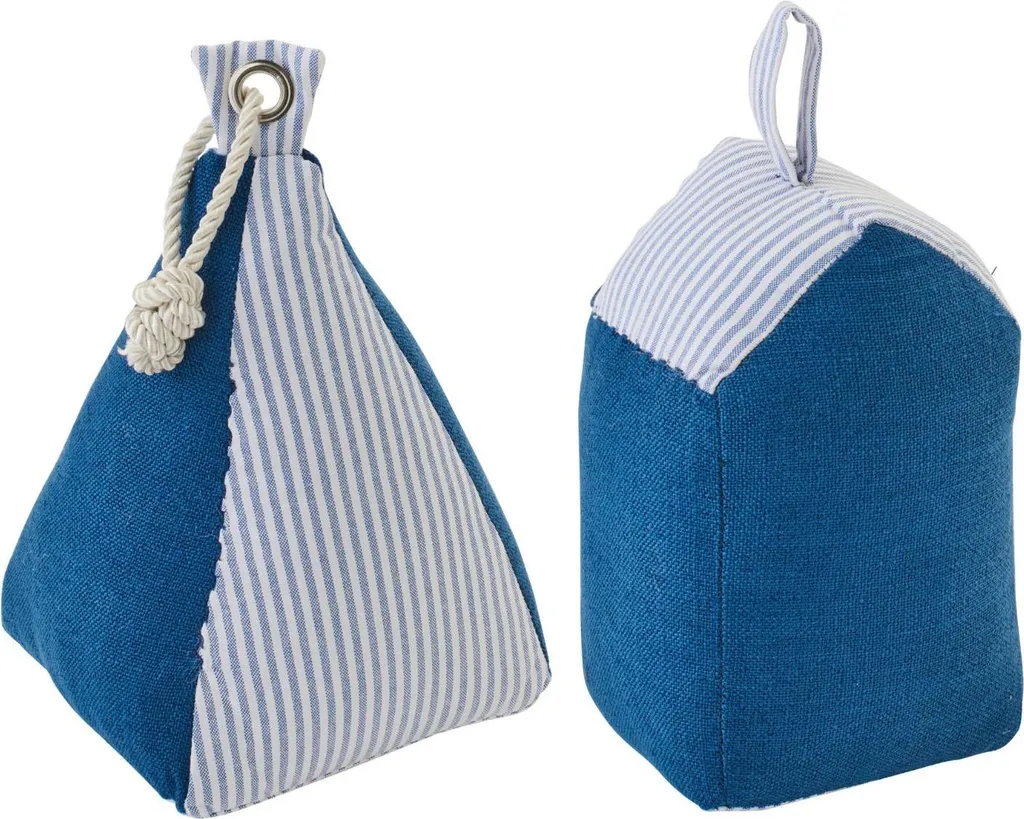 Butoir de porte pour éviter les courants d'air style mer J-Line bleu/blanc