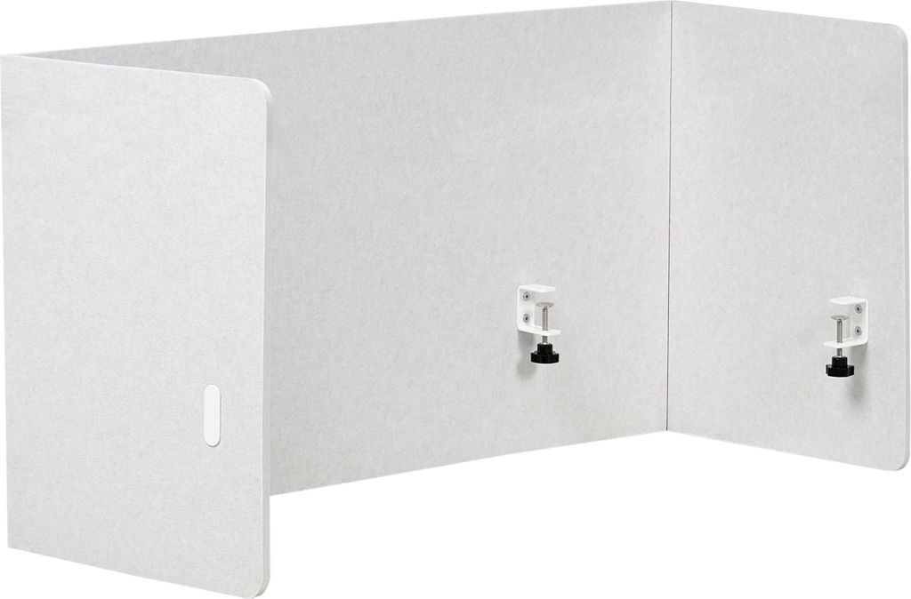 BELIANI Schreibtisch Trennwand Cremeweiß Stoff PET Kunststoff 120 x 60 cm Gesamter Schreibtisch zum Klemmen Schallschutz Sichtschutz Büro Homeoffice