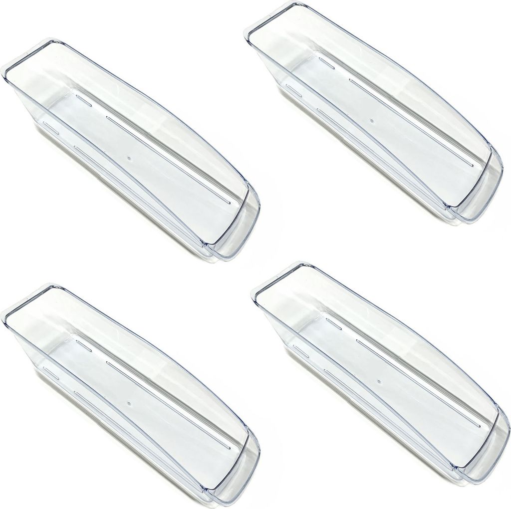 4er Set Kühlschrank Korb Transparent Aufbewahrungsbehälter Organizer Kühlschrankbox Gemüse Obst Gefrierschrank Schubladenkorb 33 x 7,5 cm