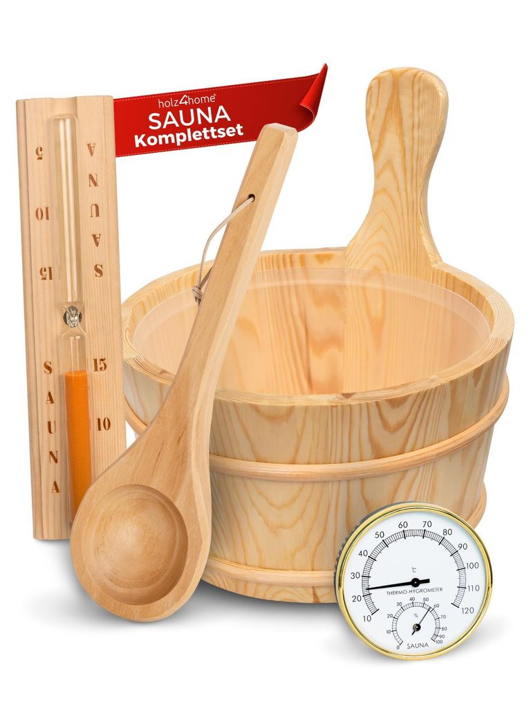 holz4home® Sauna Eimer Set I Hochwertiges Saunazubehör Produktbild 