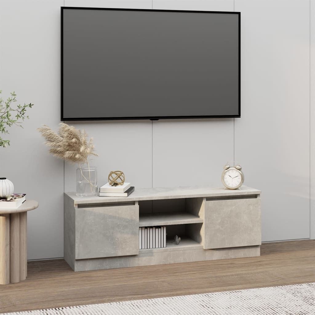 The Living Store TV-Schrank mit Tür Betongrau 102x30x36 cm