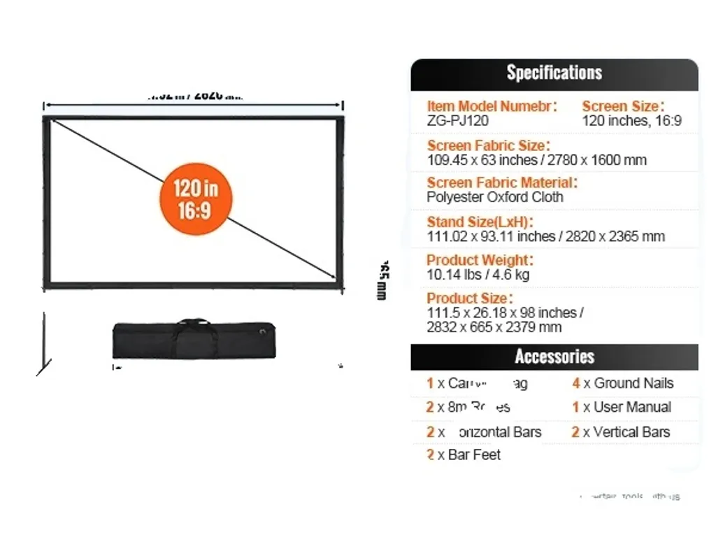 Schermo Proiezione 4K Esterno con Supporto - Cinema Portatile da Giardino