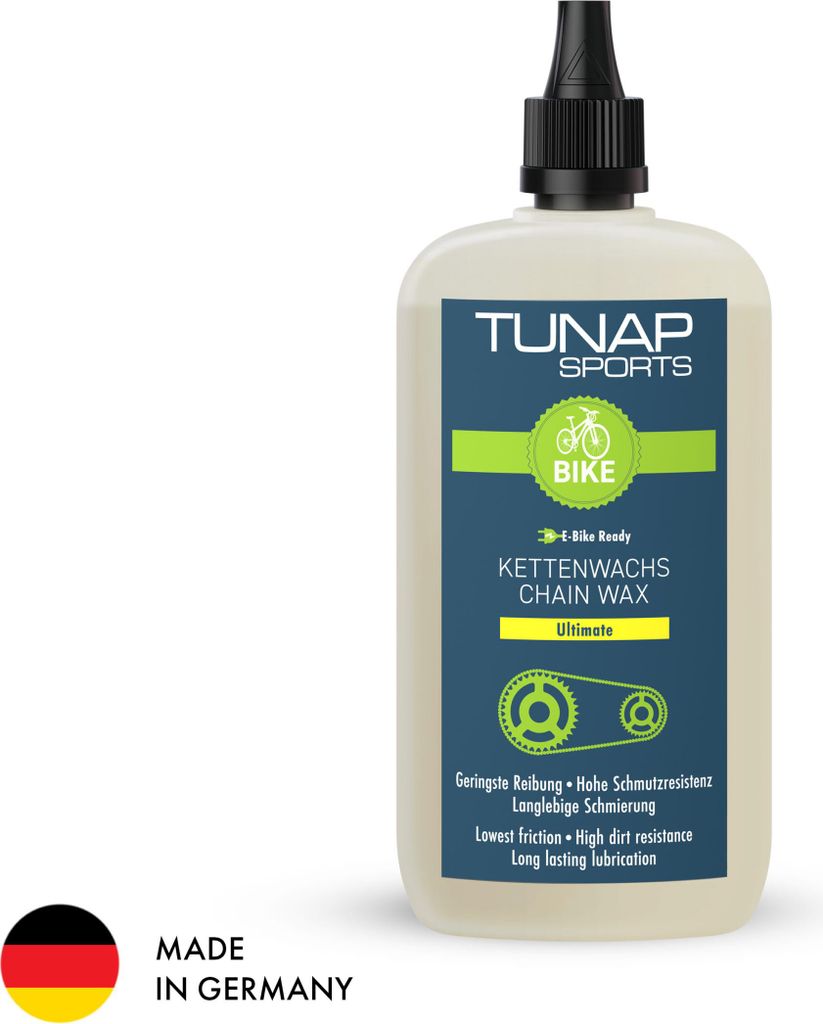 TUNAP SPORTS Kettenwachs Ultimate Tropfflasche - 100 ml | Fett-Wachs-Matrix mit Keramikpartikeln für Fahrradketten | E-Bike Ready | Germany