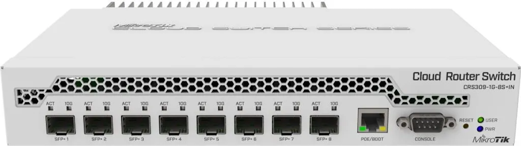 Switch MikroTik CRS309 pour Réseau Fibre 10G et Stockage NAS Silencieux