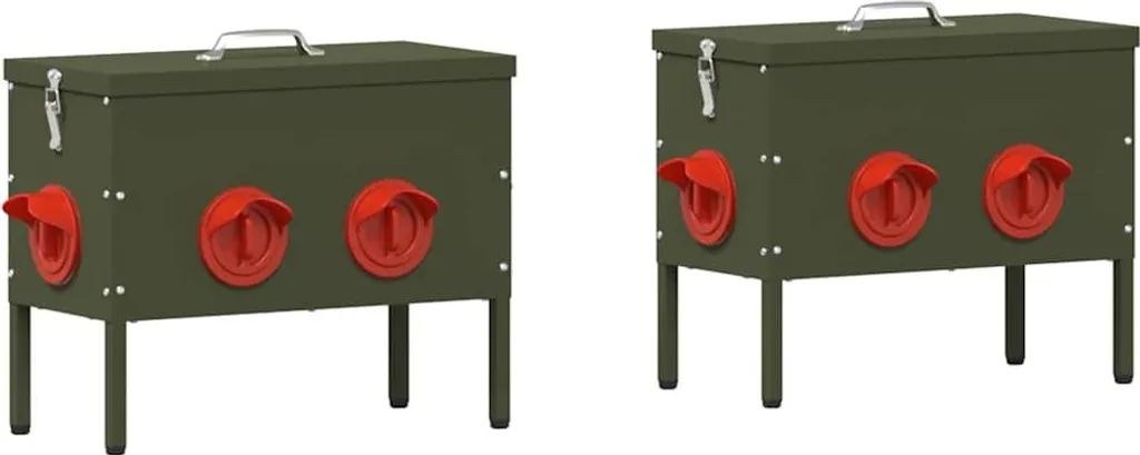 Mangiatoia per Polli 2 pz Verde Oliva - Robusta Tradizione in Acciaio