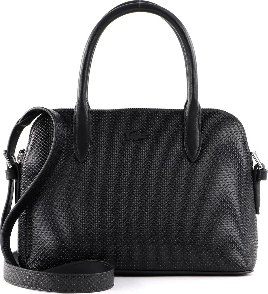 Sac à main Lacoste noir en cuir véritable avec poignée et bandoulière