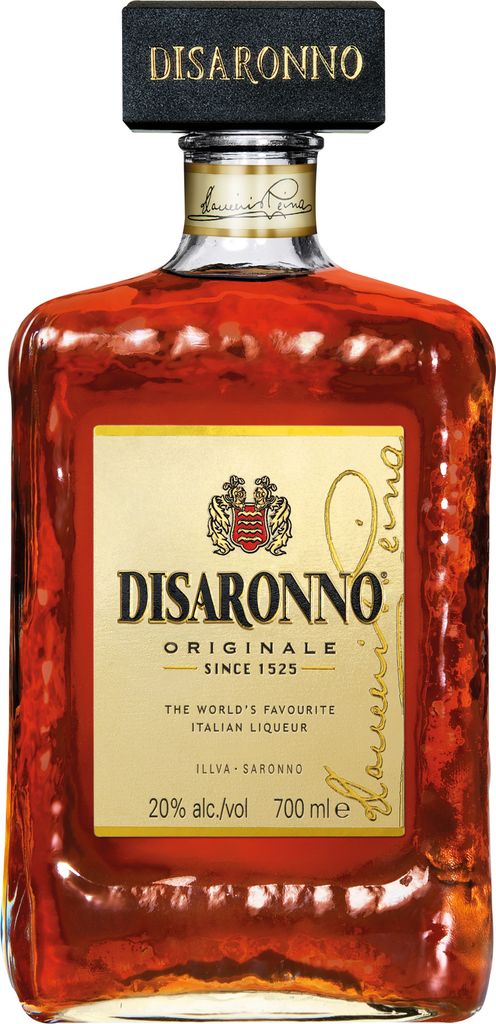 A bottle of Disaronno Originale Italian liqueur.