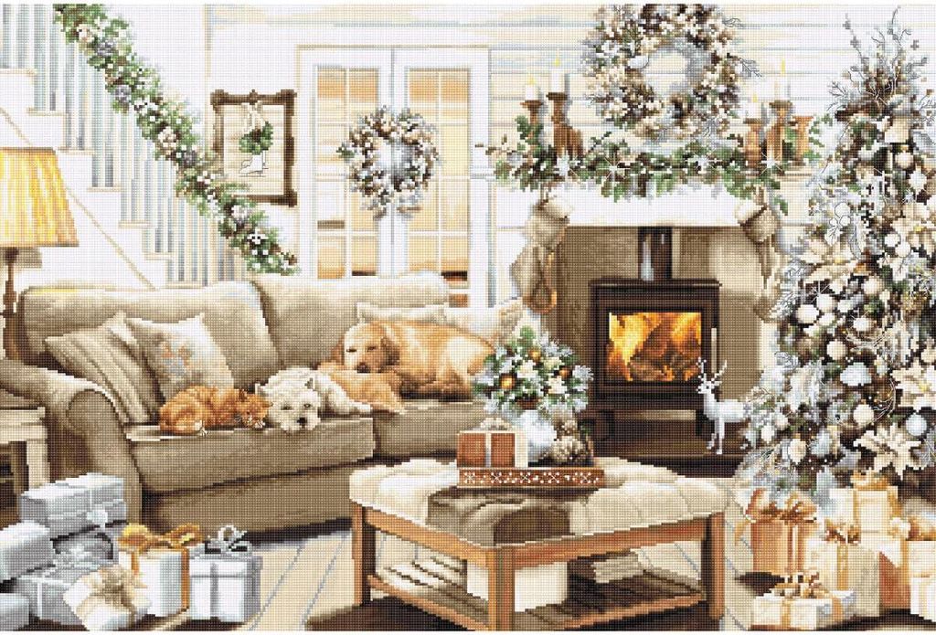 Luca-S Kreuzstich-Set "Weiße Weihnachtsträume", Zählmuster, 50x34cm