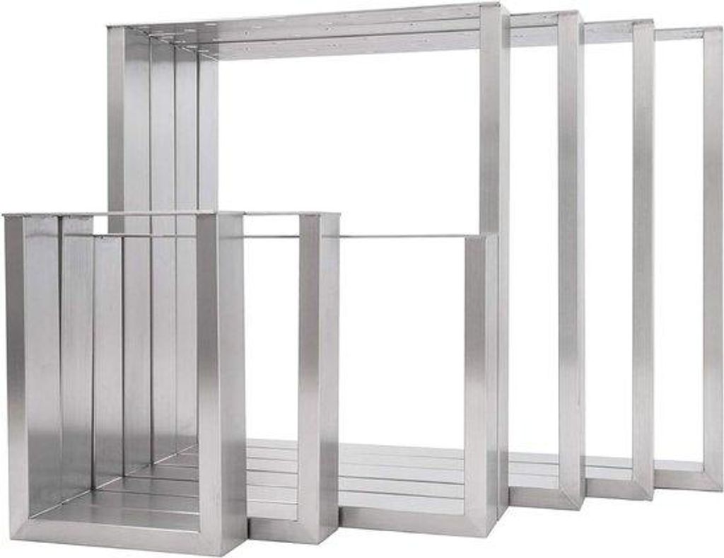 Metallische Quadrate Tischfußplatten aus Gebürsteten Stahl - Selbstfertigung - 100 x 72 cm - Weissglanz Edelstahl