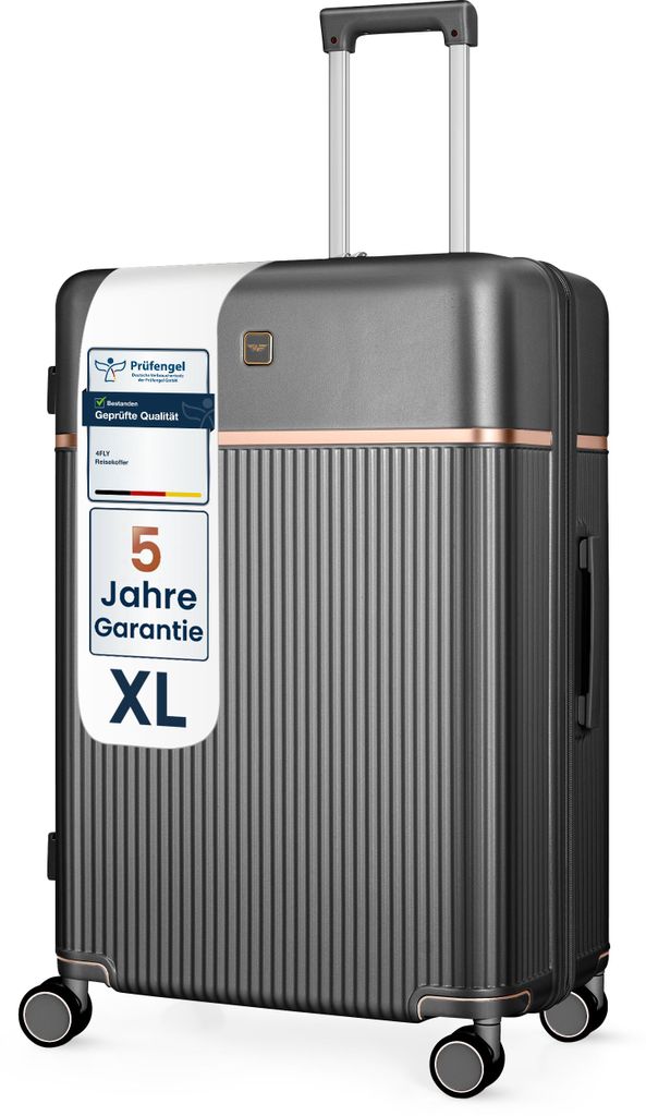 4FLY Hartschalen-Reisekoffer XL 76 cm (103L) aus Polycarbonat – mit TSA-Schloss, 4 Spinner-Doppelrollen und Aluminium-Teleskopgriff