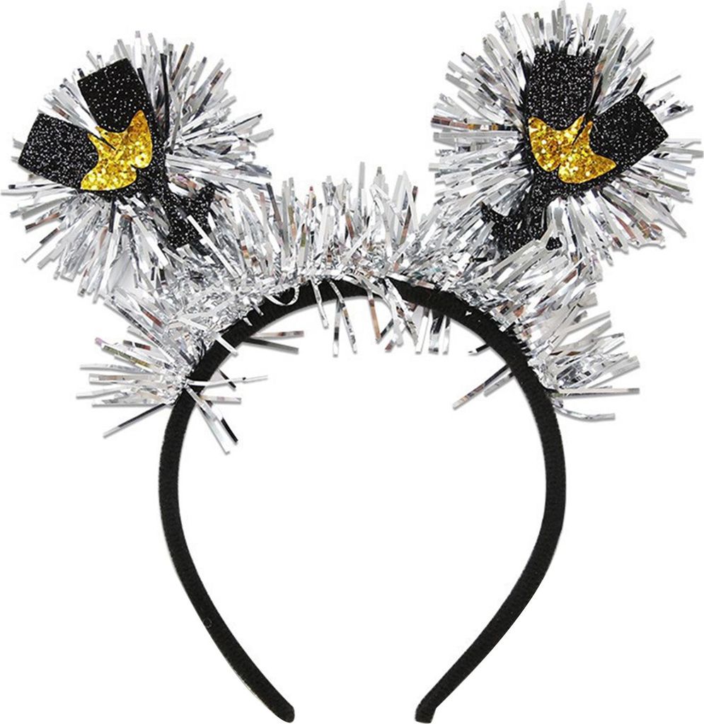 Neujahrs-Haarreif 2026 mit „Happy New Year“-Schriftzug, Glitzer-Lametta-Haarreif mit Weinglas-Hut, Party-Kopfschmuck für die Countdown-Feier