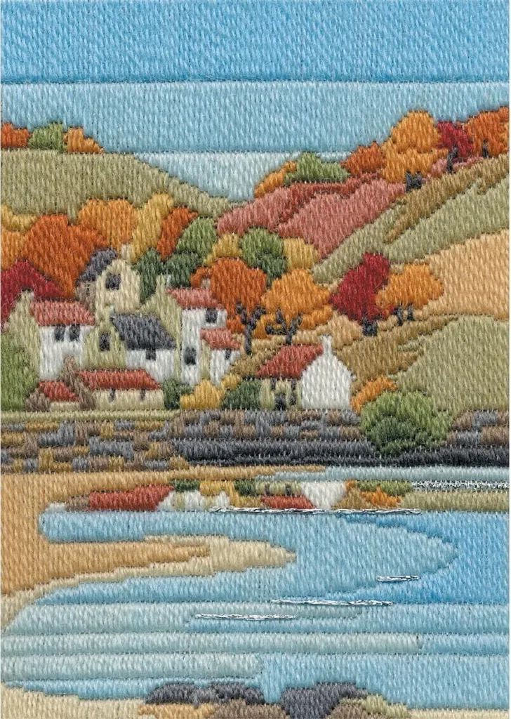 Kit Point Long Saisons Automne sur la Côte 24x17cm Canevas à Broder