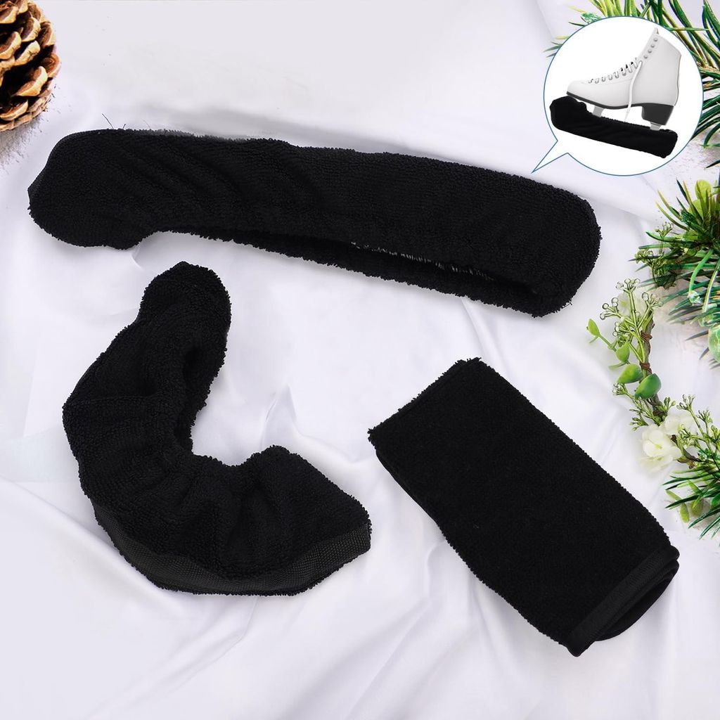 1 Paar Skate Guards - Eisschutz mit Handtuch - Hockeyschläger - Eiskunstlaufzubehör für Kinder, Erwachsene, Jugendliche, Frauen, Männer (Schwarz)