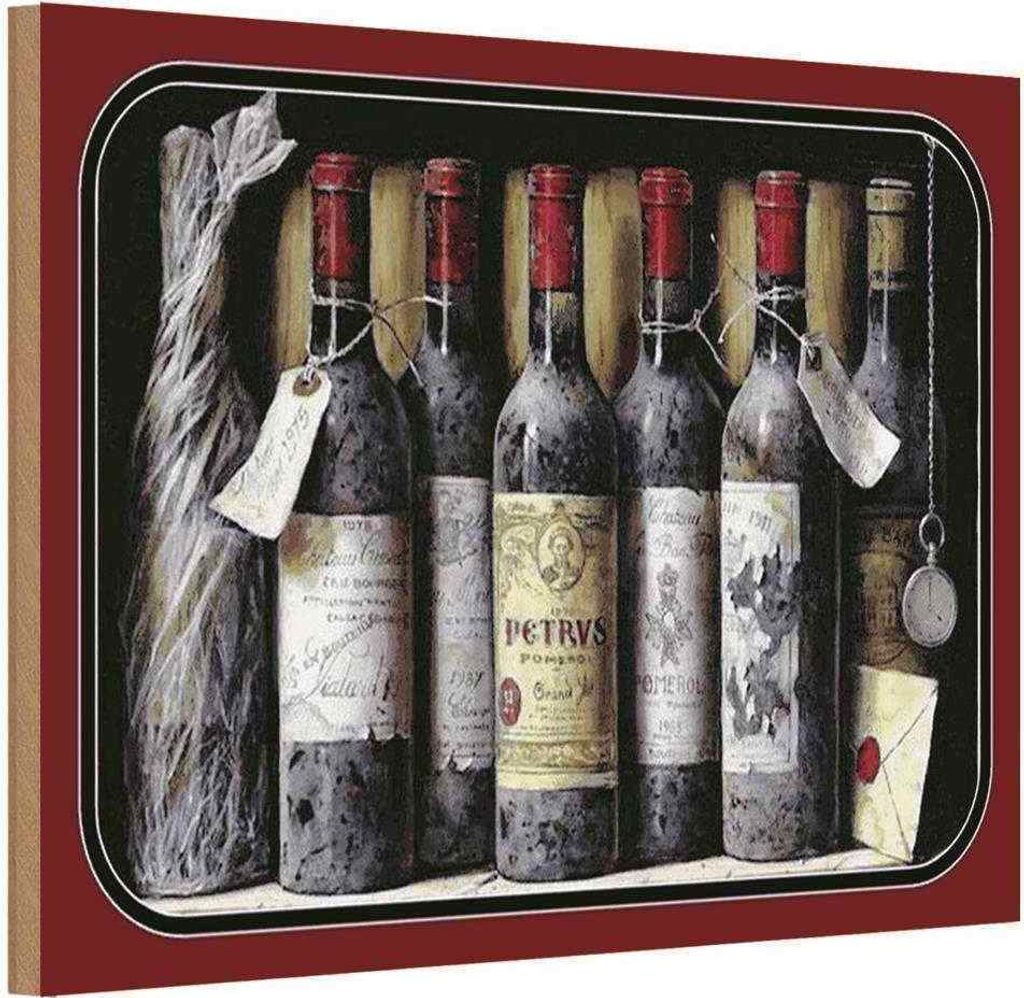 vianmo Holzschild 12x18 cm Kunst Stillleben alte Rotweinflaschen Essen Trinken