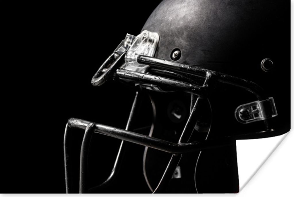 MuchoWow Poster American Football - Helm - Schwarz 60x40 cm - Schlafzimmerdekoration